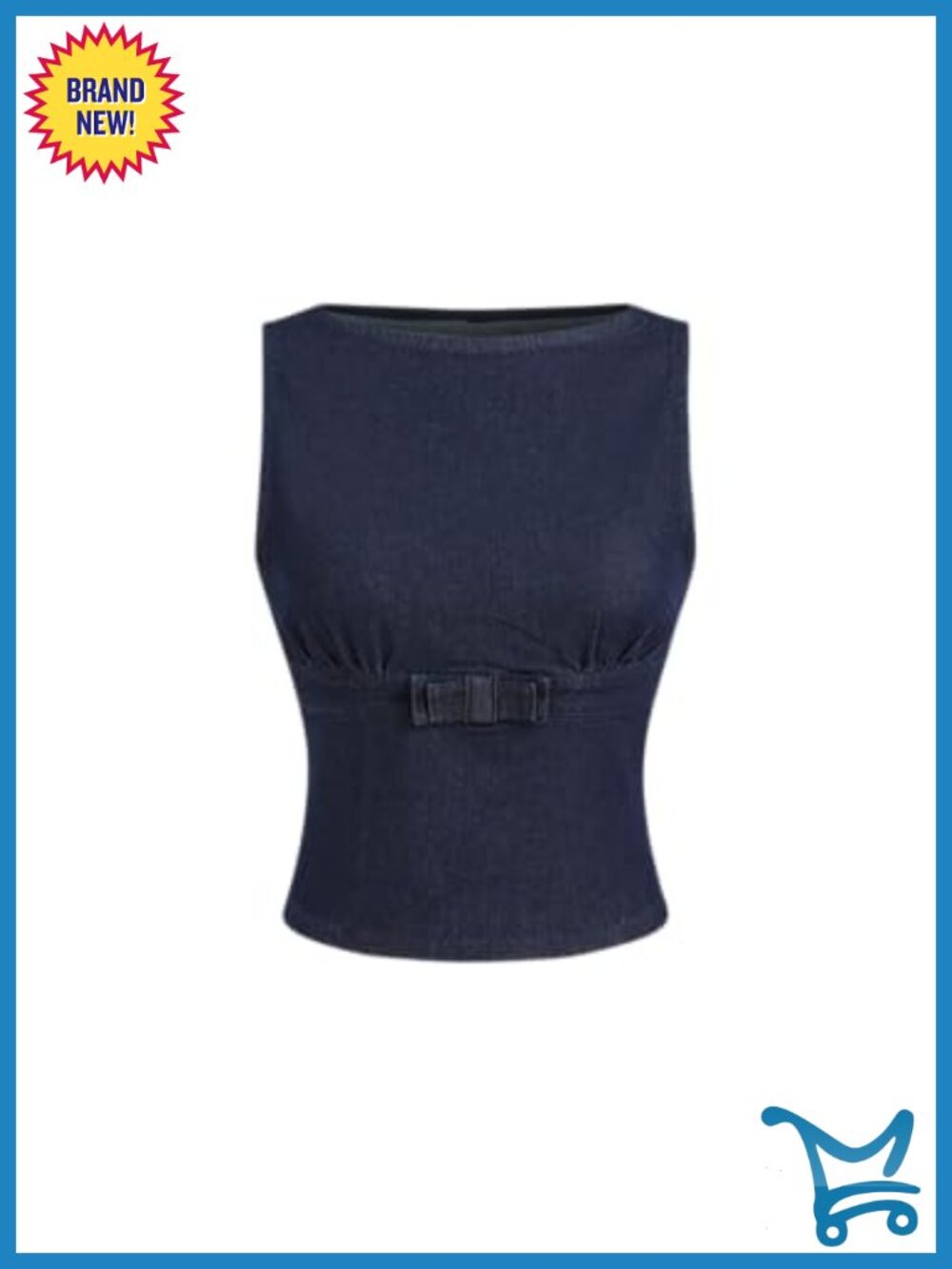 CIDER Denim Tank Top for Women Bowknot Ruched Slim Fit Sleeveless Going Out